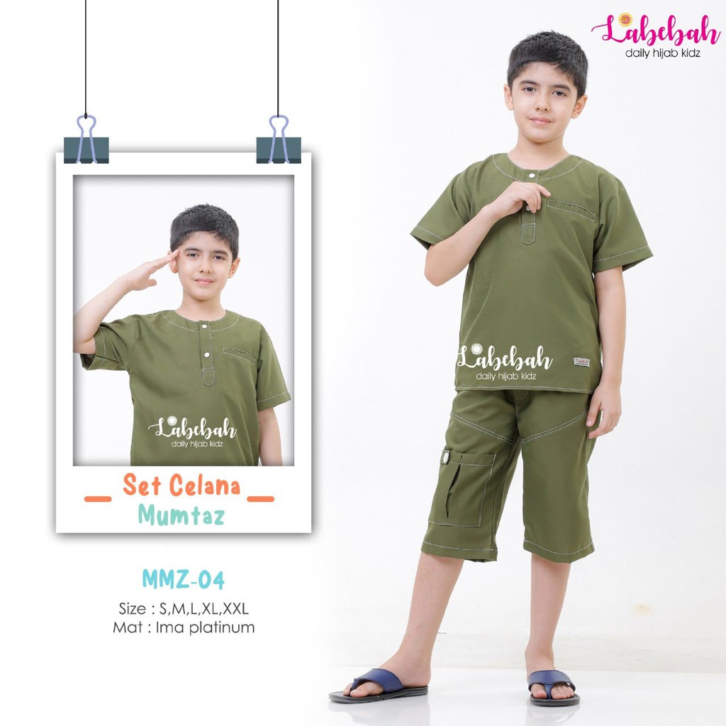 MMZ 04 Baju Muslim Setelan Koko Anak LaBebah Mumtaz Army