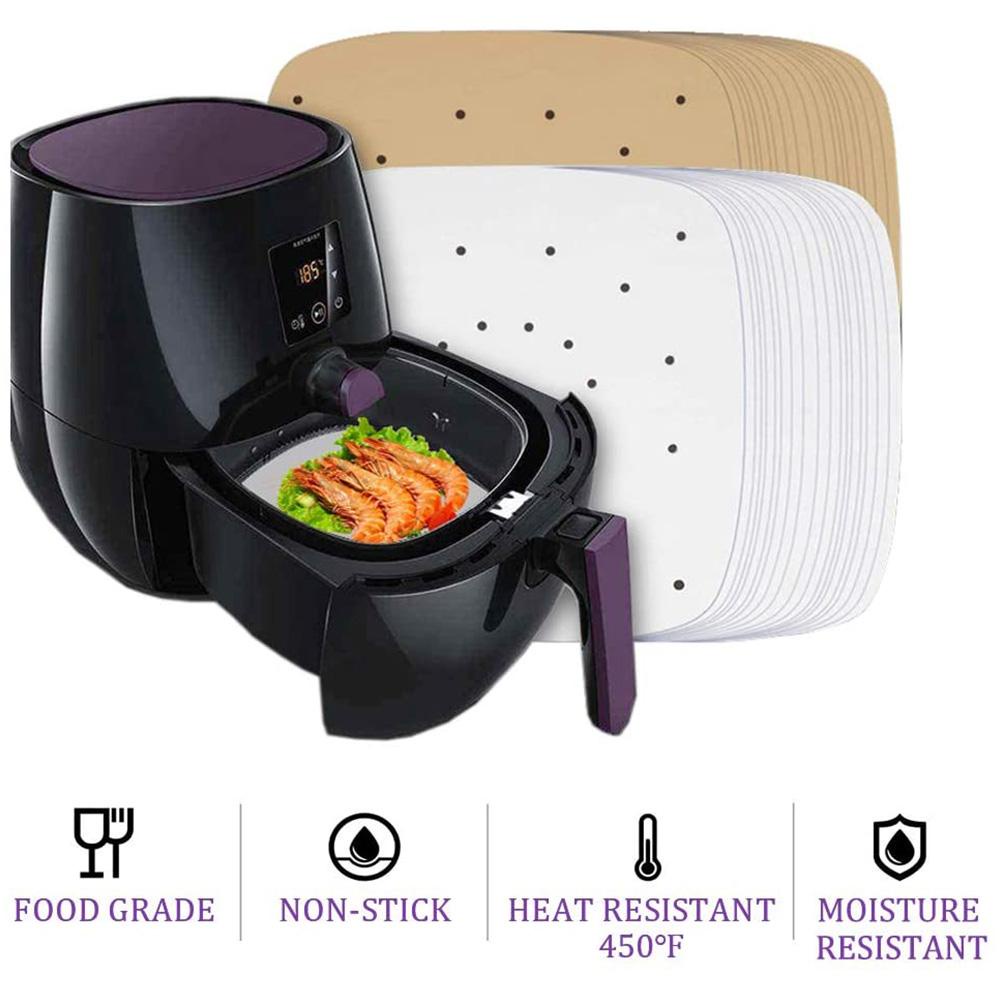 R-FLOWER 100pcs Air Fryer Liners Square Baking &amp; Pastry Tools Cookies Perforated Alas Kukusan Anti Lengket