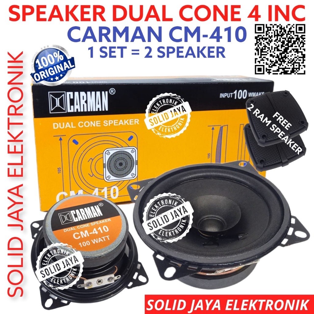 SPEAKER CARMAN 4 INC MOBIL CM-410 100W MURNI 100 WATT W WOOFER CM410 CM-410 POLYCONE 4INC 4IN 4INCH WOFER KARMAN DUAL CONE 4 INCH IN MOBIL CAR SPEAKER WOFER 4&quot; PLUS TUTUP RAM 2 PCS SPEAKER MOBIL RUMAH WOFER CARMAN 4 OHM 4OHM