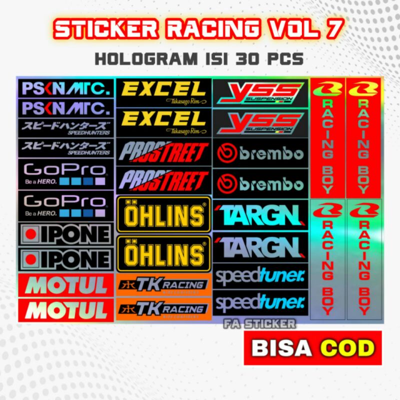 Stiker Racing Pack Sticker Racing Print Stiker Sponsor Stiker Helm Stiker Motor Sticker Motor Stiker Cutting Stiker Aesthetic