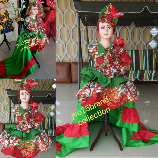 Dress fashion show cantik muslim anak 3in1