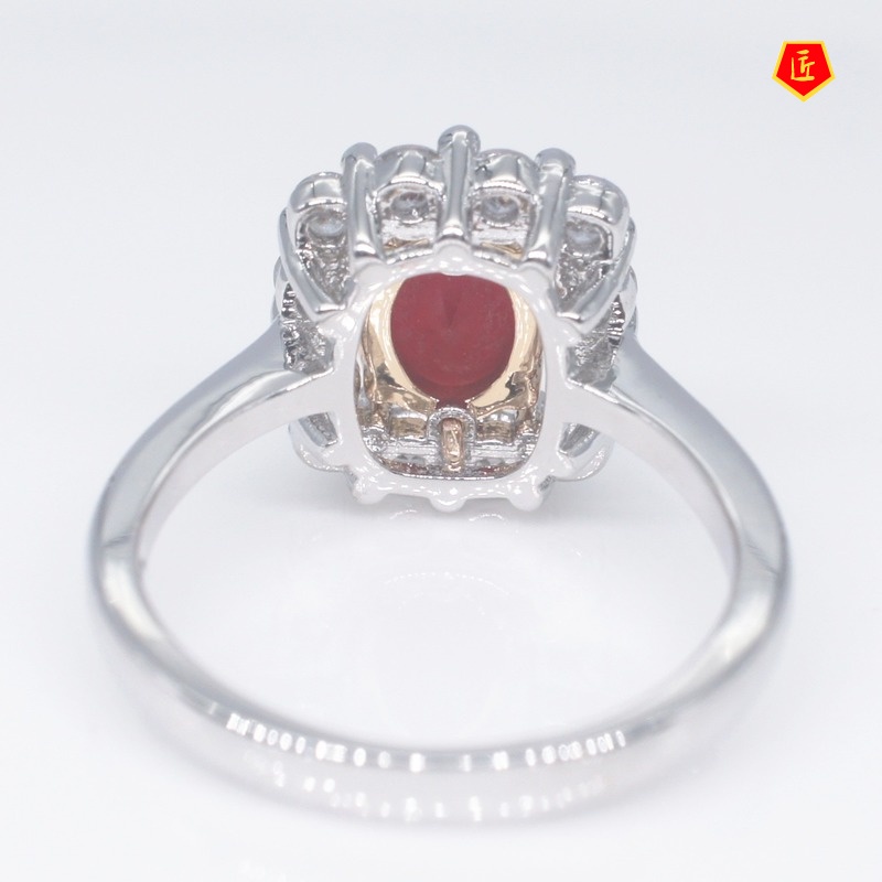 [Ready Stock]Ruby Micro Rhinestone Ring Fashion Noble Elegant