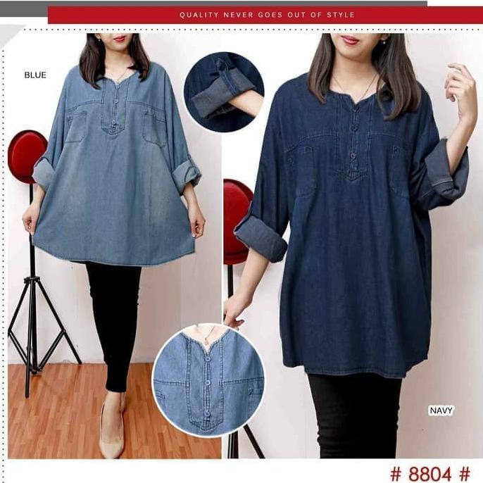 Baju Atasan Jeans Jumbo / Baju Atasan Wanita Jumbo 8804