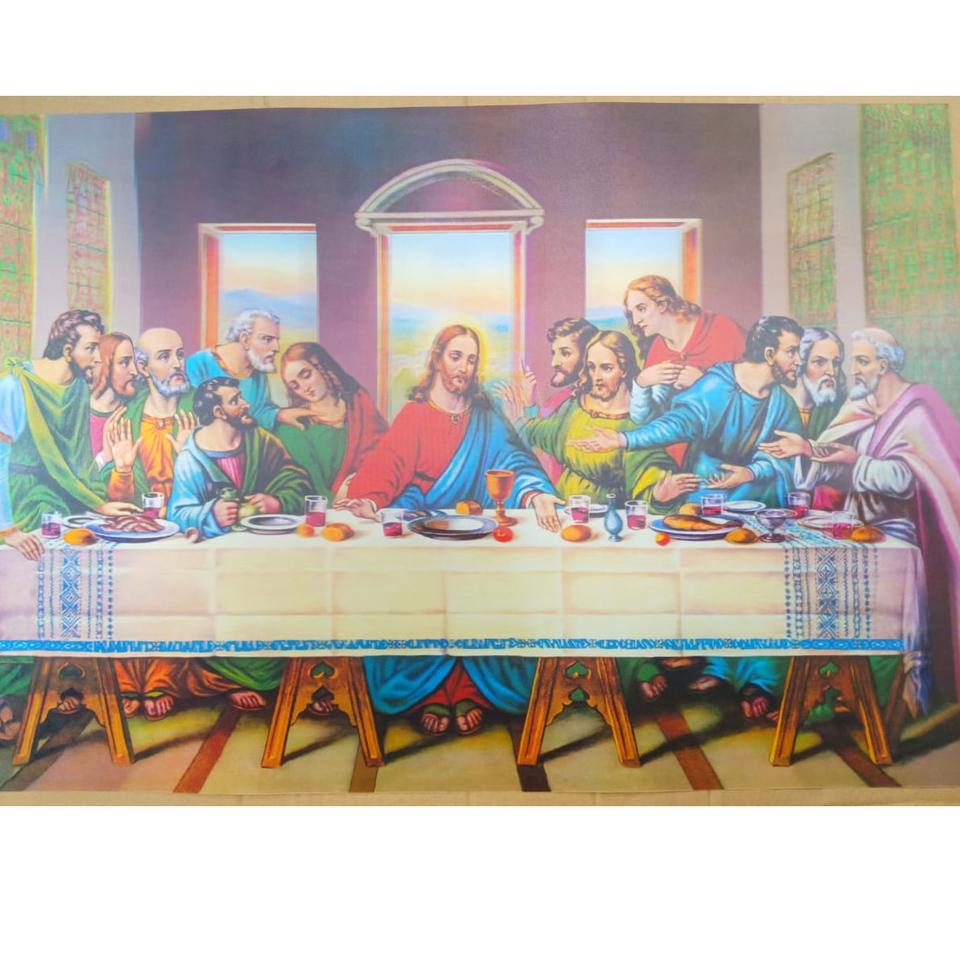 Pajangan dinding gambar 3D Mekah perjamuan kudus bunda maria yesus kristus ayat kursi kaligafi Alloh [17.8]