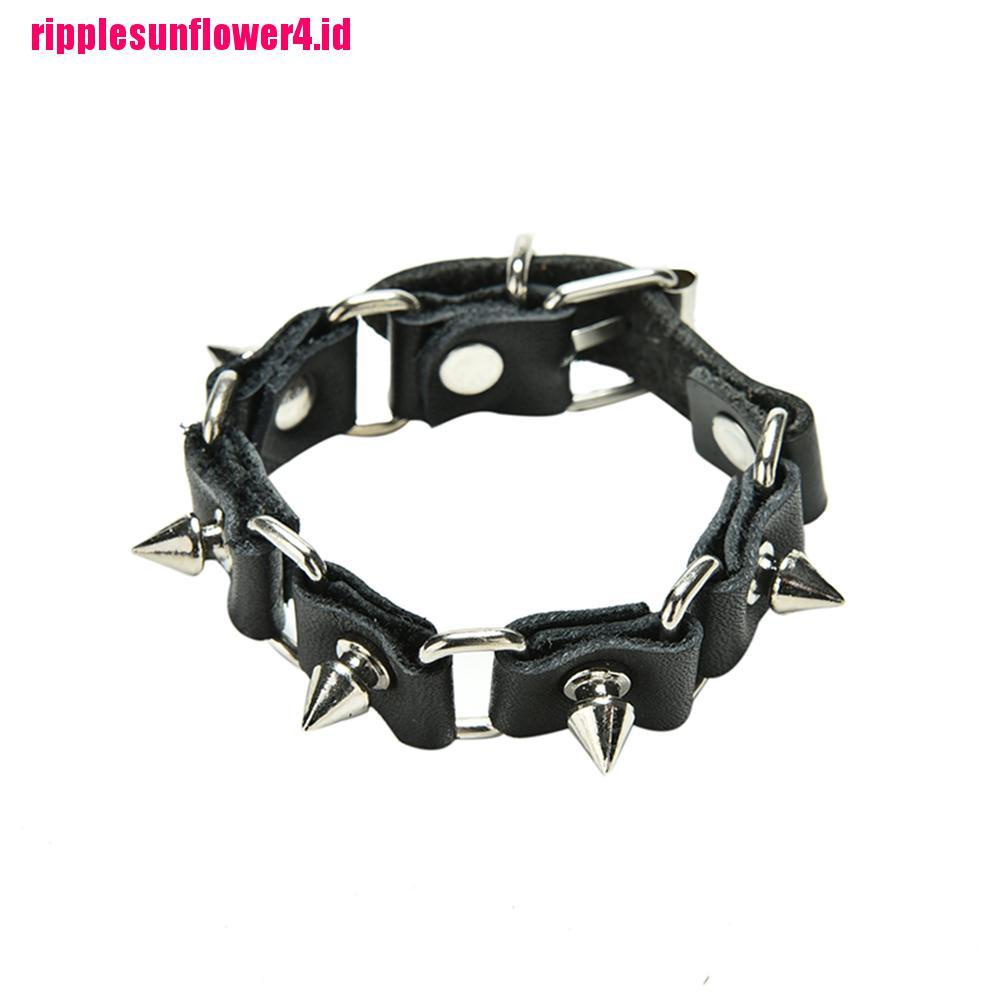 1pc Gelang Tangan Kulit Aksen Rivet Metal Gaya Gothic Untuk Wanita