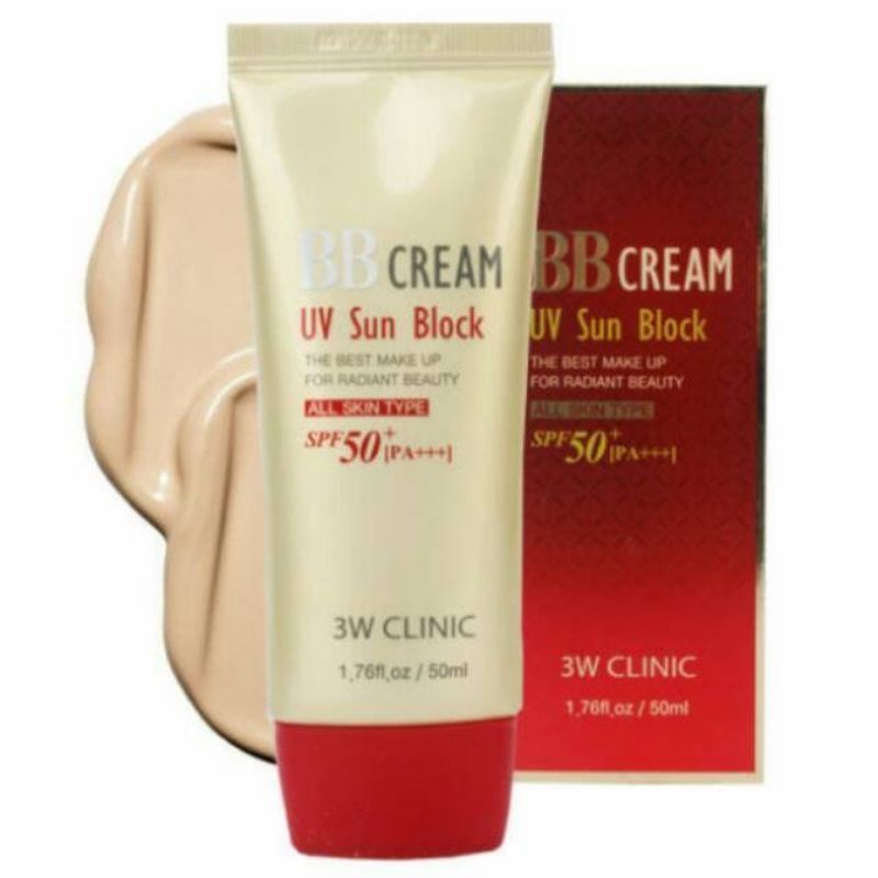 3W CLINIC BB CREAM UV SUNBLOCK THE BEST MAKEUP FOR RADIANT SKIN SPF 50 HASIL SEMPURNA GLOWING