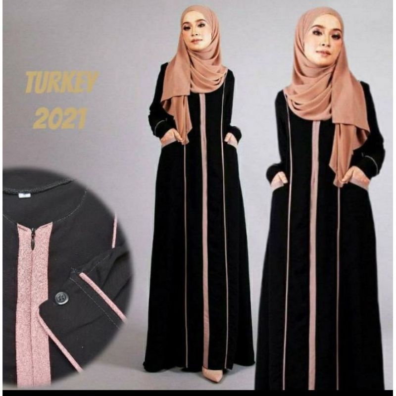 ABAYA ABAYA TURKEY 2021 HITAM CASUAL BUSUI SIMPEL POLOS GAMIS ARAB SAUDI TURKEY BISBAN JUBAH WANITA