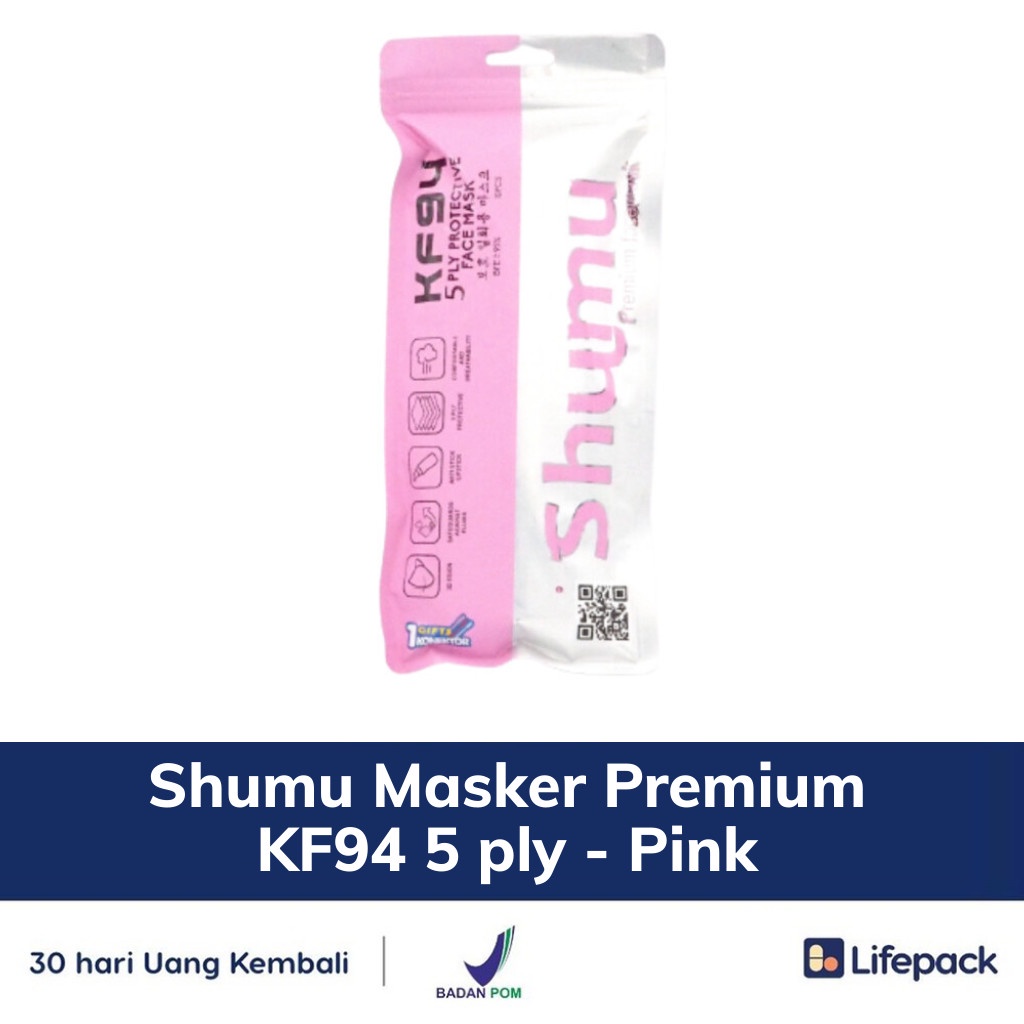 Shumu Masker Premium KF94 5 ply - Masker Pelindung Debu, Bakteri, dan Virus - LIFEPACK-Pink