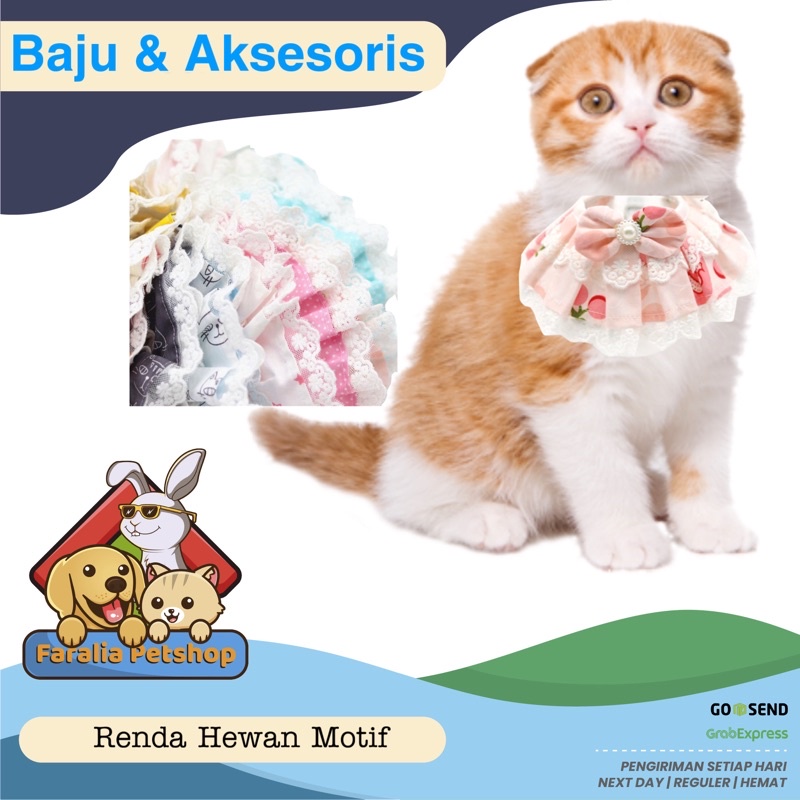 Renda Lace Colourfull Kalung Kucing Anjing Pita Pet Collar Cat and Dog