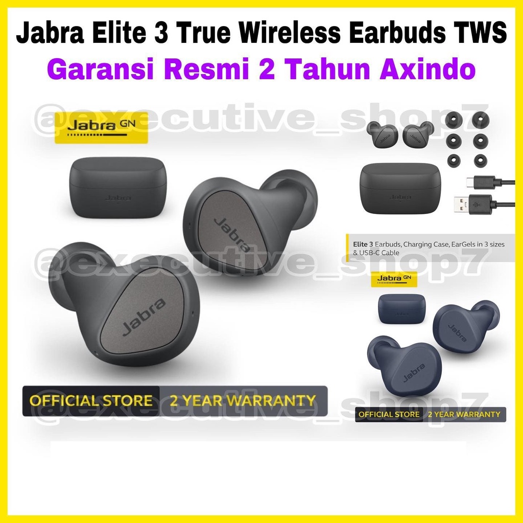 Jabra Elite 3 True Wireless Earbuds TWS - Garansi Resmi 2 Tahun Axindo