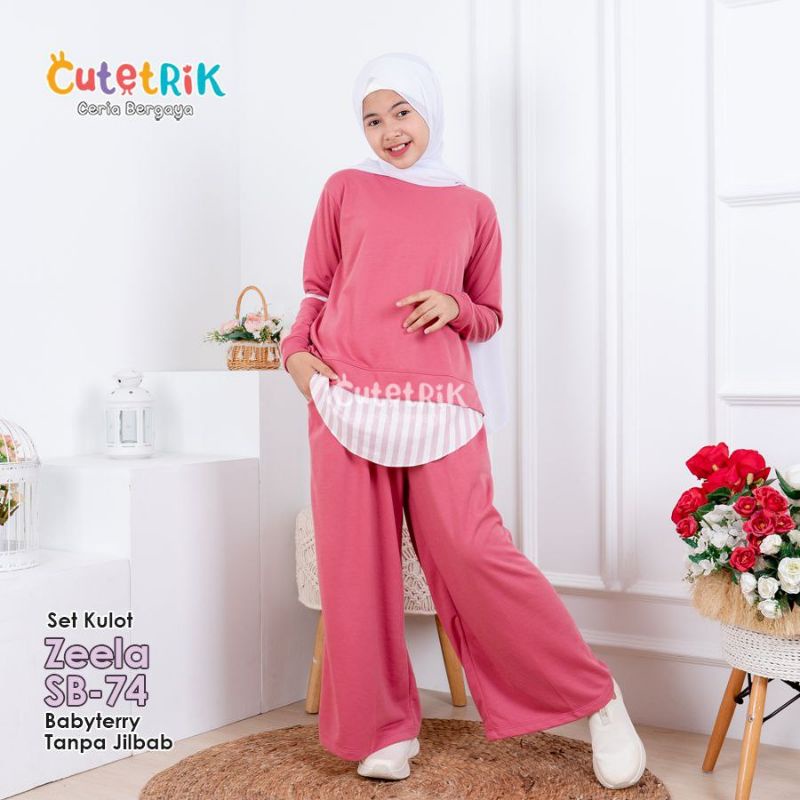 SB74 Cutetrik Set Kulot Zela Pink