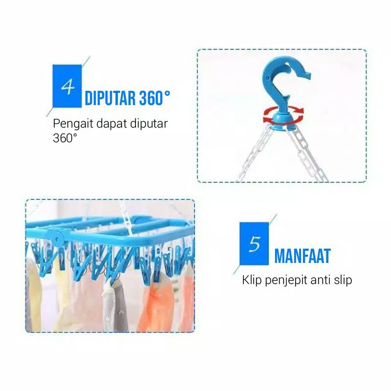 Jemuran 10 16 Jepitan 32 Jepit Serbaguna  - Gantungan Jemur Celana Dalam BH Bra Kaos Kaki Pakaian Bayi