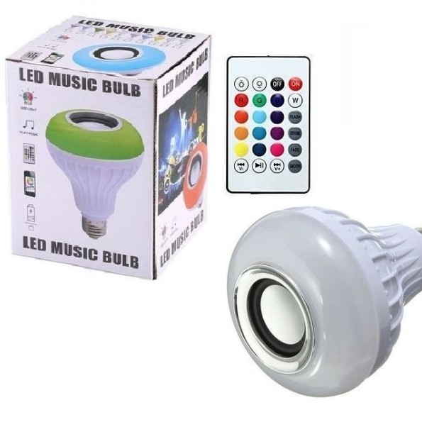 Speaker Wireless Bluetooth With Lampu Tidur LED RGBW E27 12W RGBW E27 Smart LED Music Light Bulb