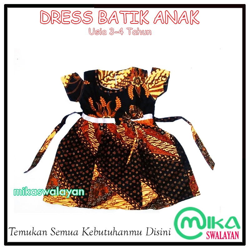 Dress Batik Anak Perempuan | Dress Batik Anak 3-4 Tahun | Dress batik Anak Kecil | Dress Batik Anak