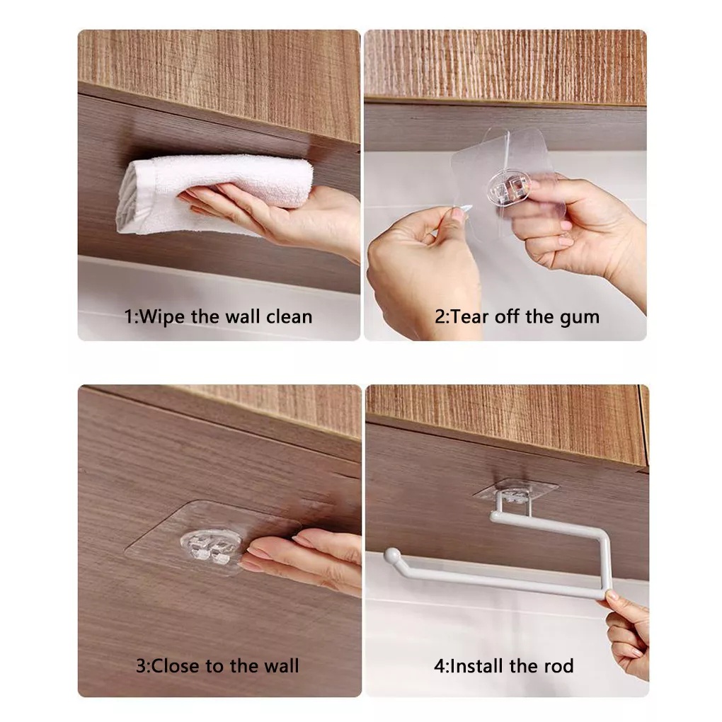 1pcs Adjustable Self-adhesive Toilet Plastic Paper Roll Towel Holder