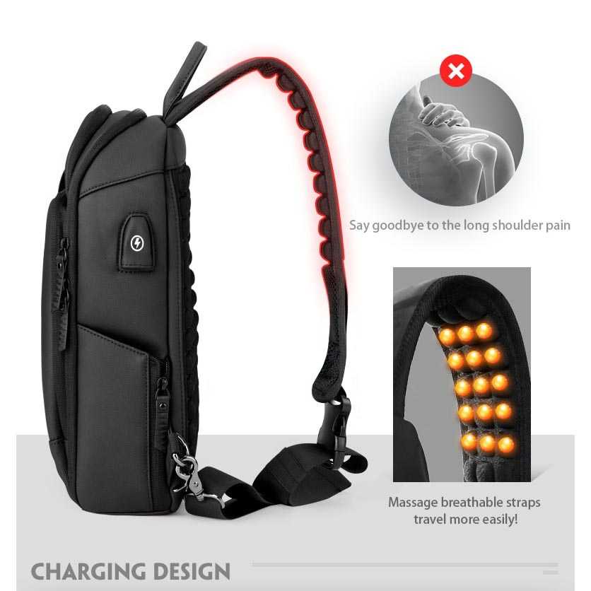 ROWE Tas Selempang Fashion Sling Bag Pria with USB Charger Slot - 8292