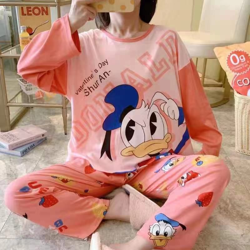 COMFIT STORE PJ3 PP Setelan Piyama Wanita Jumbo Tangan Panjang Celana oversize Baju Tidur Dewasa Import Korea-2