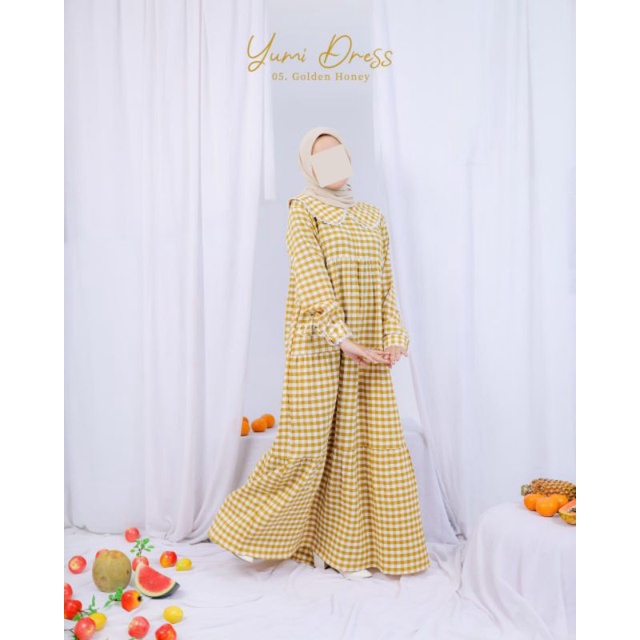 TERBARU YUMI dress | By Etuzi hijab syar'i ORI | Gamis kotak-kotak casual busui friendly