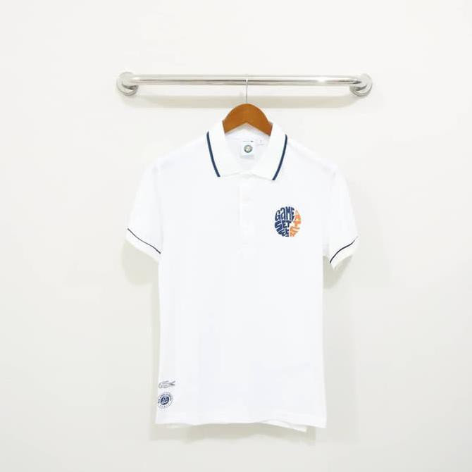 Lacoste X Roland Garros Stretch Mini Pique White Polo Shirt Original - Putih, M