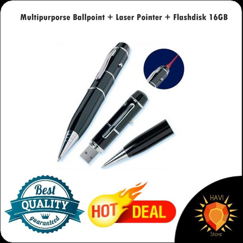

E0908 Multipurporse Ballpoint Pulpen Pena + Laser Pointer + Flashdisk 16Gb New