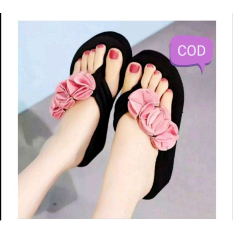 Sandal wanita terbaru Sandal wedges bunga pinggiran,sandal wedges wanita motif bunga bunga,sandal wa