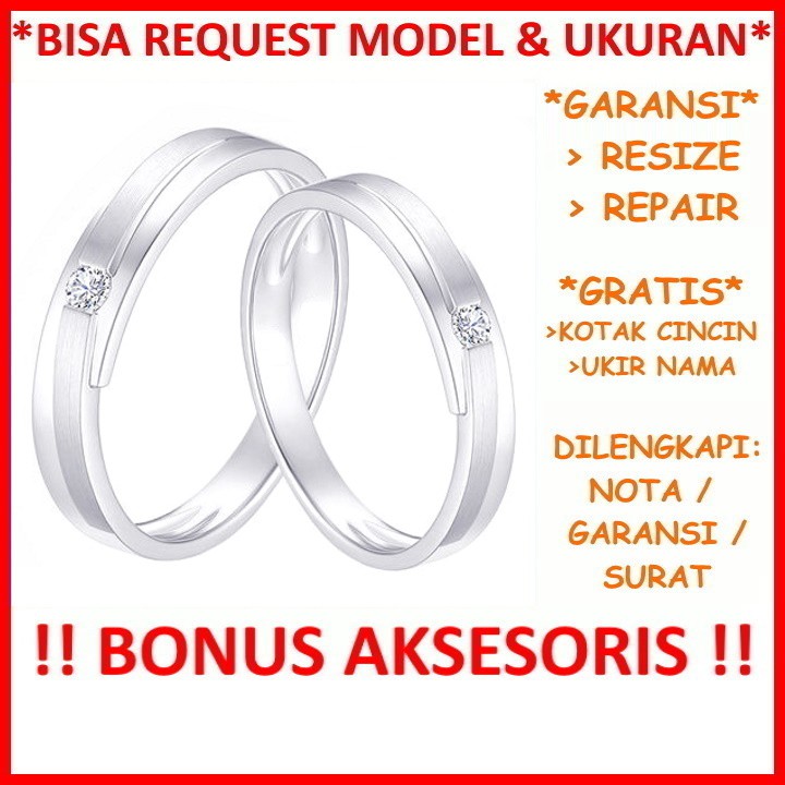 Cincin Couple Perak Tunangan Mas Kawin Gratis Ukir Nama Garansi Silver Asli Bisa Pesan Model Id637