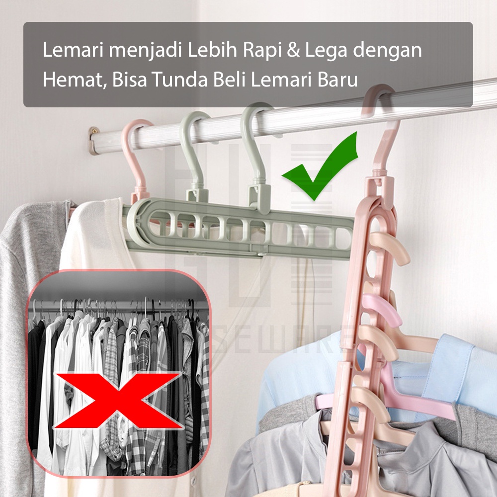 HUGO Magic Hanger Gantungan Baju Ajaib 9 Lubang Hemat Tempat