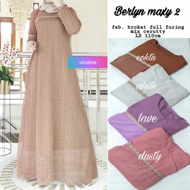 HPS Store - Vin Dress gamis brokat berlyn maxy 2 | Dress | Pakaian Muslim | Gamis | Muslimah Outfit 
