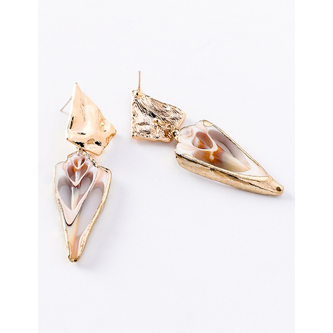 LRC Anting Tusuk Fashion Gold 925 Silver Needle Geometric Diamond Conch Section Earrings F29144