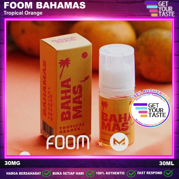 Liquid Foom Bahamas Tropical Orange Salt Nic 30ML by Foom x Mildos