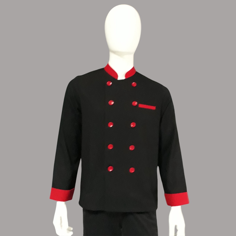 Chef Wear Baju Koki Hitam Lengan Panjang Bbk S- XL