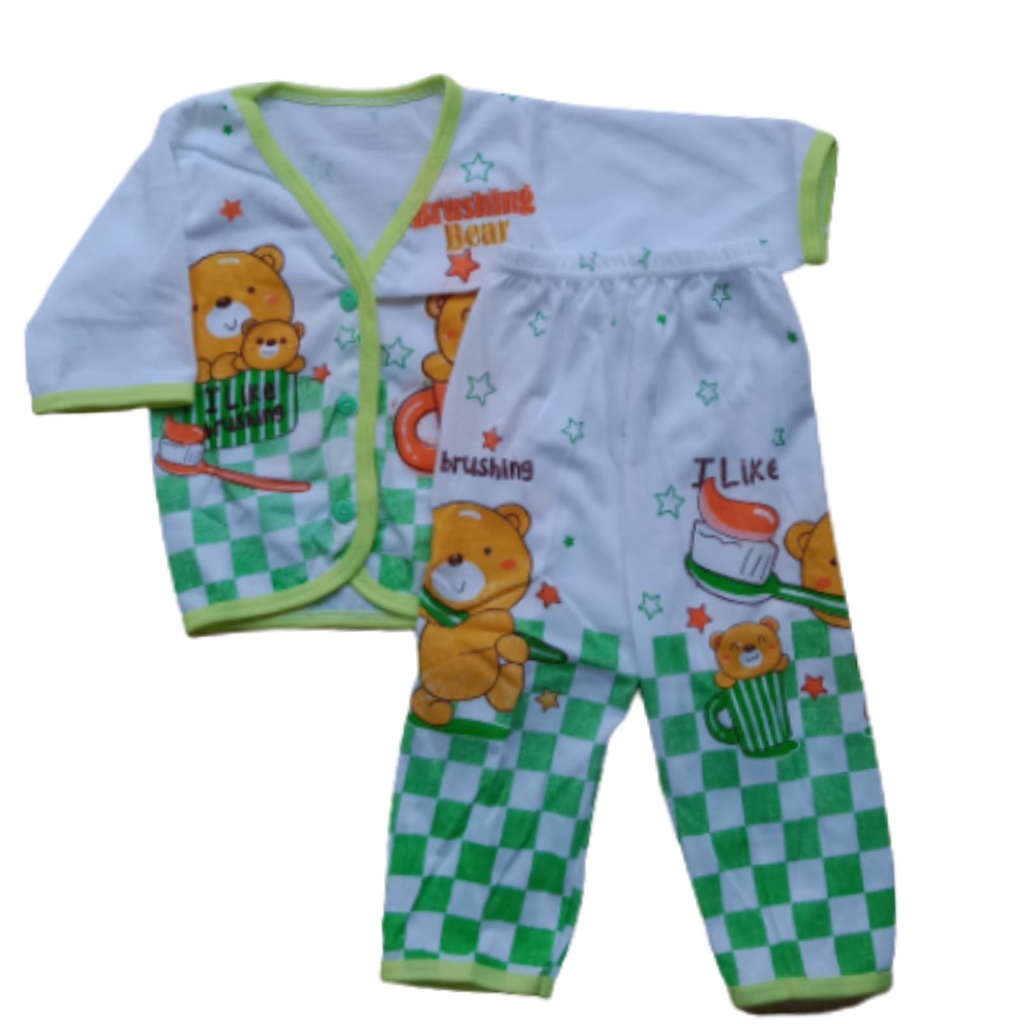 BAJU BAYI LENGAN PANJANG BRUSHING BEAR///ONE SET BAJU BAYI LENGAN PANJANG