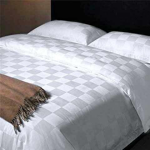 Cotton | Kain Sprei Katun Kingkoil Katun Salur- Garis-Kotak-Polos Putih Hotel Terbaru Ready Stock