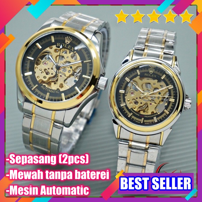 Jam Tangan Couple Rolex / Jam Tangan Pria Cowok/ Jam Tangan Wanita Cewek / Jam Tangan Murah Rantai