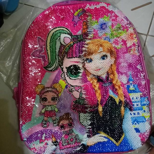 [BISA COD] Tas Sekolah Anak TK Sequin 2 Motif / Tas Ransel Usap 2 Motif