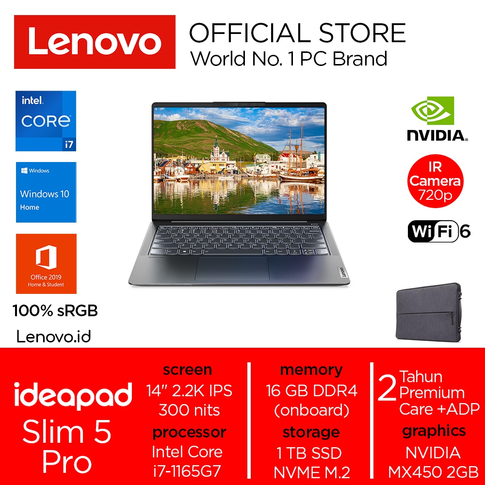 Lenovo IdeaPad Slim 5i Pro 14ITL6 Intel Core i7 1165G7 Win10 Home 16GB 1TB SSD 14" 2.2K IPS NVIDIA G