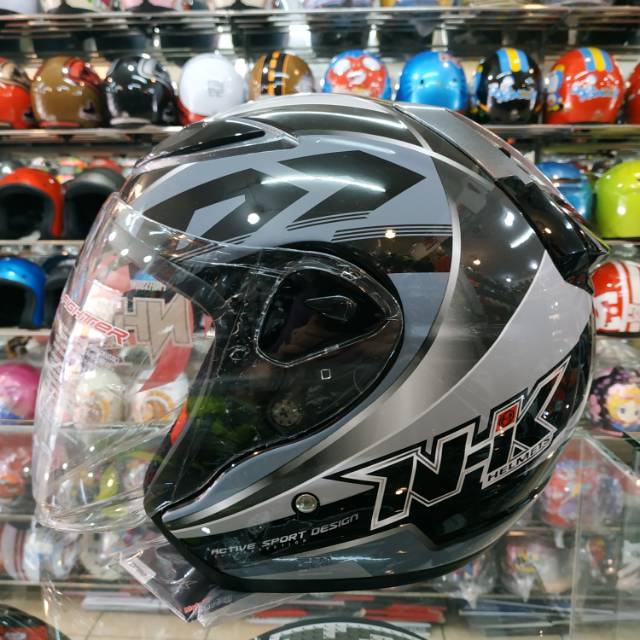 NHK R6 Uriken Black Silver Helm SNI Halfface