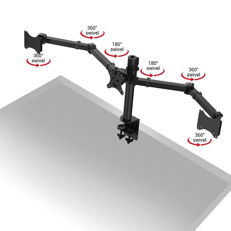 Triple W Triple Monitor Bracket Stand 3 Clamp Mount Arm Breket LED LCD