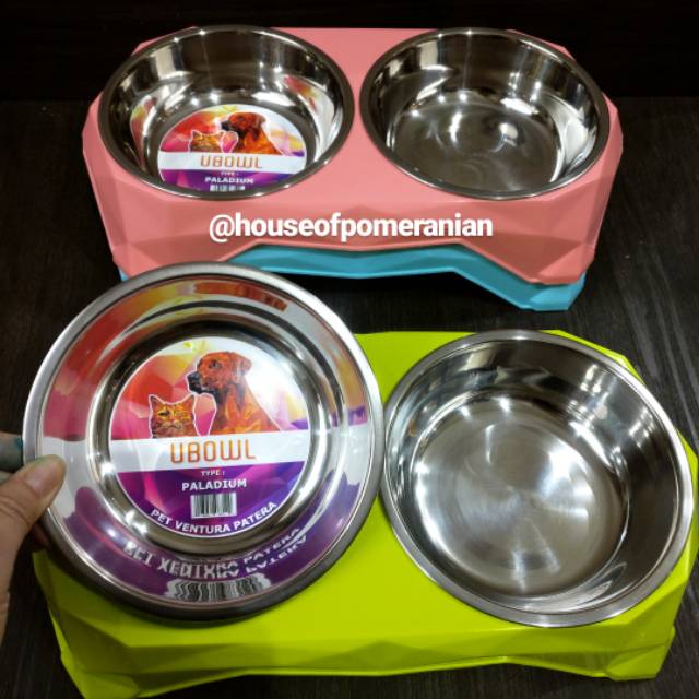 Mangkok tempat makan anjing kucing kelinci hewan dog bowl stainless food