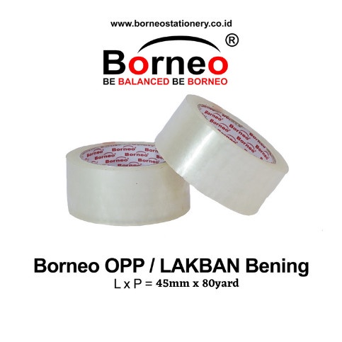 

Borneo Lakban OPP Warna Coklat / Bening Ukuran 45mm x 80 Yard, Solasi, Isolasi Kuat