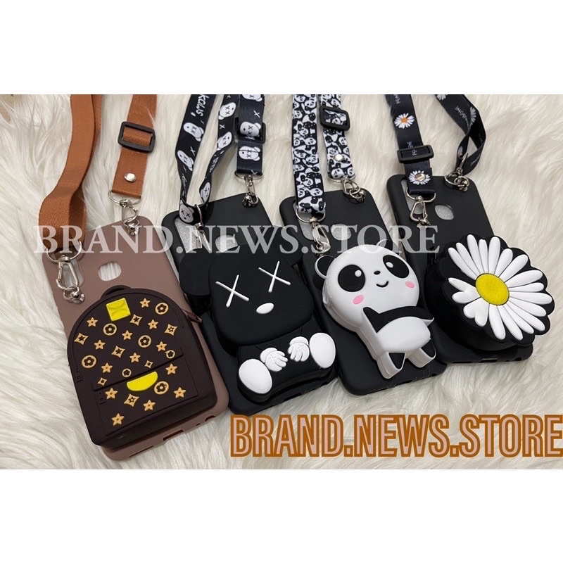 OPPO A74 5G/ A16K/ A16E/ A55 4G/ A55 5G/ A57 2022/ A77S/ SOFT CASE TAS DOMPET COIN + GANTUNGAN TALI HP SELEMPANG/SILIKON BONEKA/KARTUN PANDA/BUNGA PEACE/DAISY/ CASING BAG