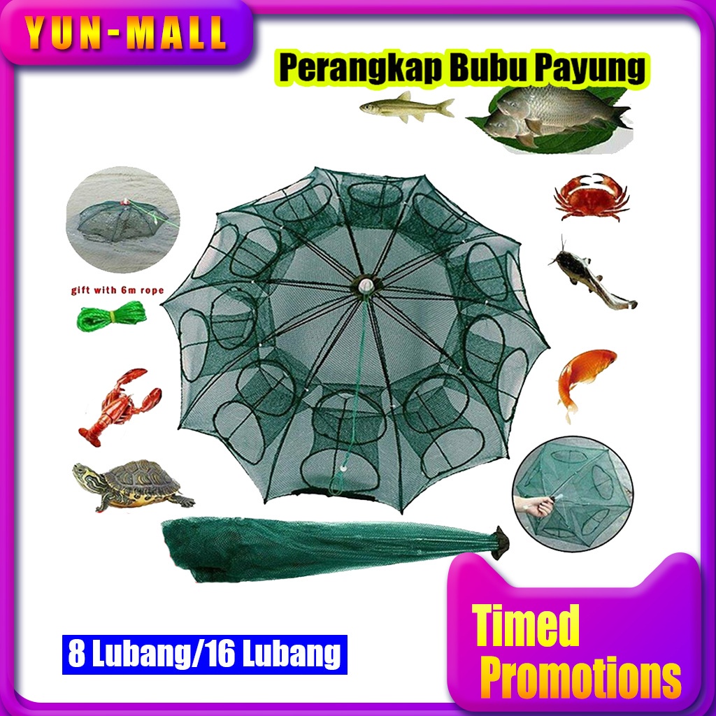 YUN Mall  Aquapro Payung Bubu 8 Lubang Jaring Jebakan Perangkap Udang ikan