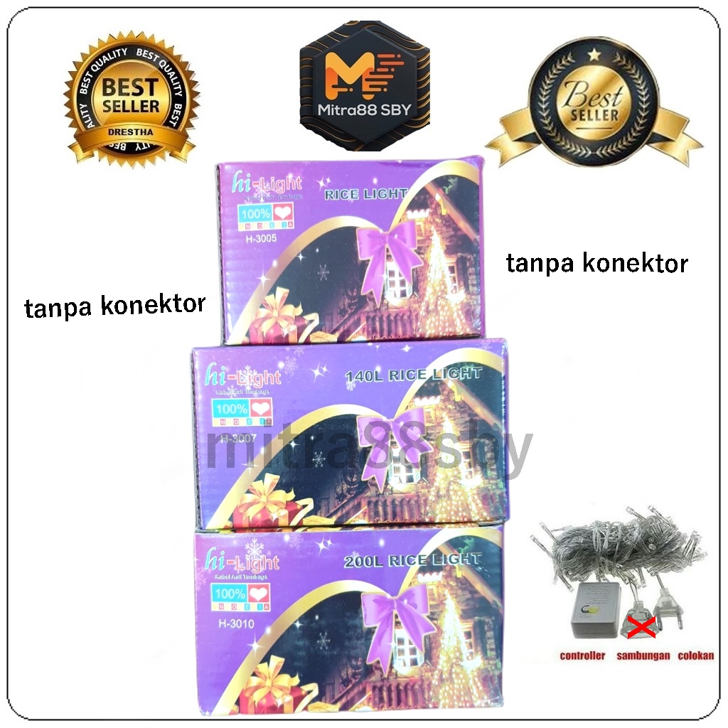 Mitra88sby lampu natal hias (lampu tumblr) 200 140 dan 100 led beras 5m packing box atau kotak