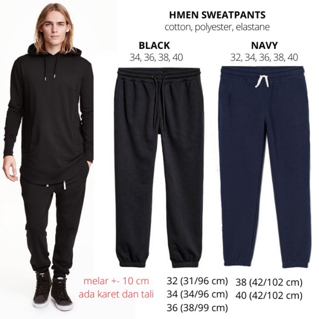 Celana lari pria (mirip jogger pants) branded H&M original