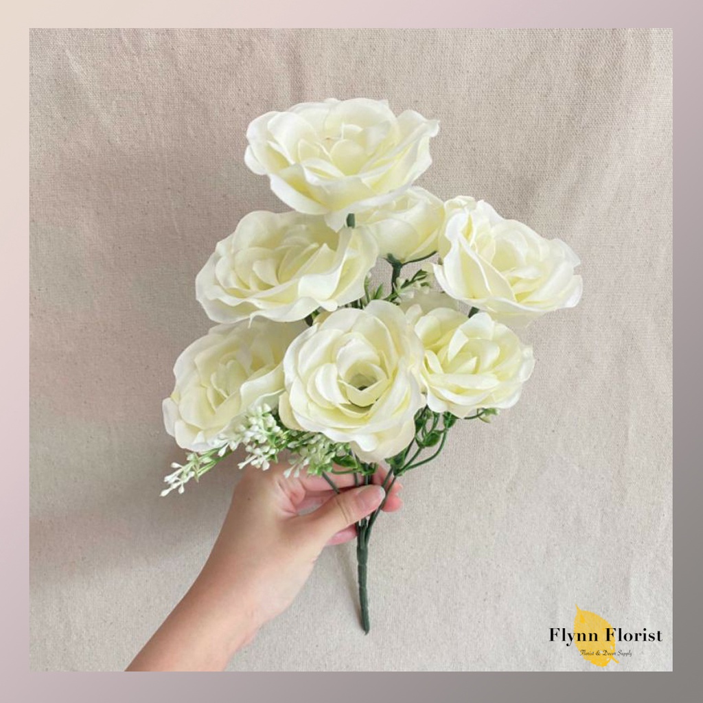 Bunga Mawar Impor Rose Paris Kombinasi x7 (satuan) Bunga Artificial / Bunga Plastik / Bunga Dekorasi-2