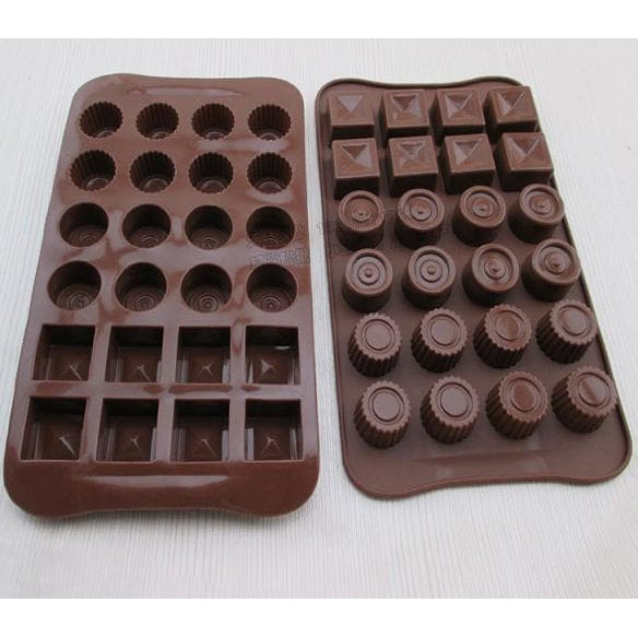 Cetakan Silikon Motif Kotak, Roda, dan Roda Bergerigi (24 Kotak)