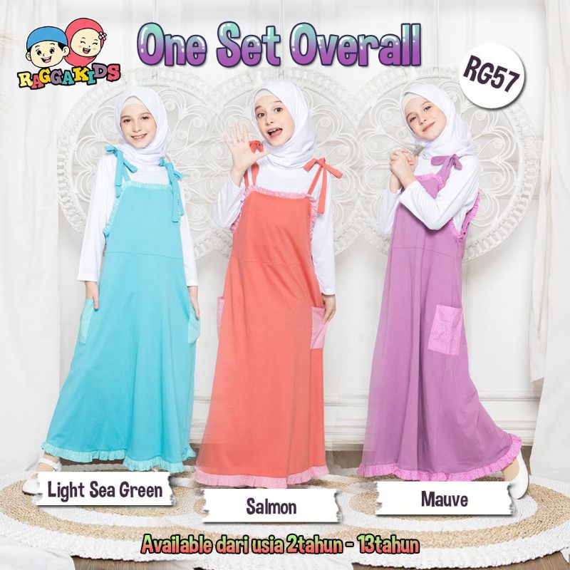 Set Over All Gamis Anak Perempuan Remaja Tanggung Terbaru 2023 Baju Muslim Casual Syar'i Bahan Kaos katun Nyaman Adem Original Casual Raggakids