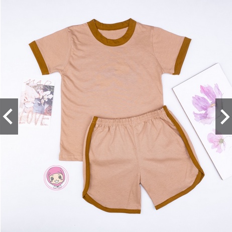 Set Ringer Tee Earth Tone Series / Setelan Anak Katun 0-5 Thn / Playset / Basic Tee Hotpants