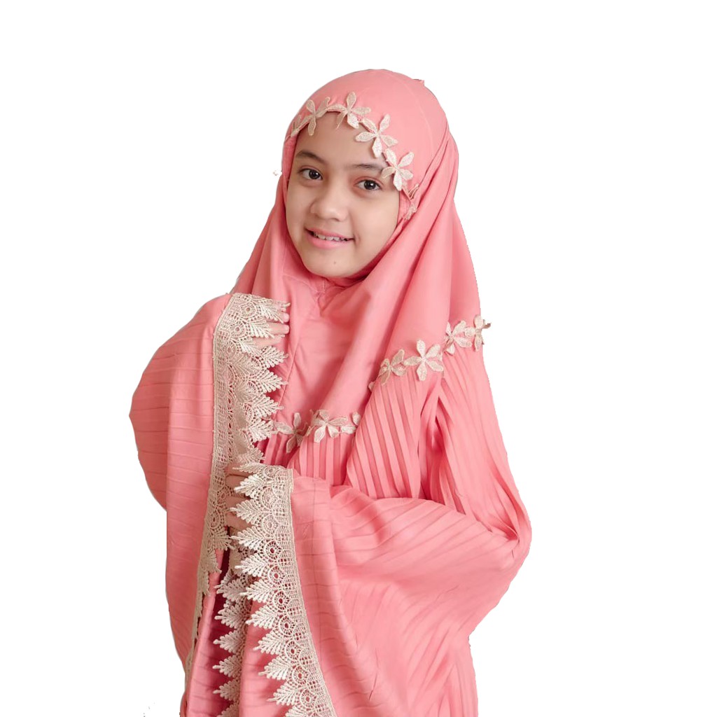 MUKENA ANAK SD 6 7 8 9 TAHUN TRAVELING MIKRO SILKY PLISKET LACE LATISHA / MUKENA TERBARU