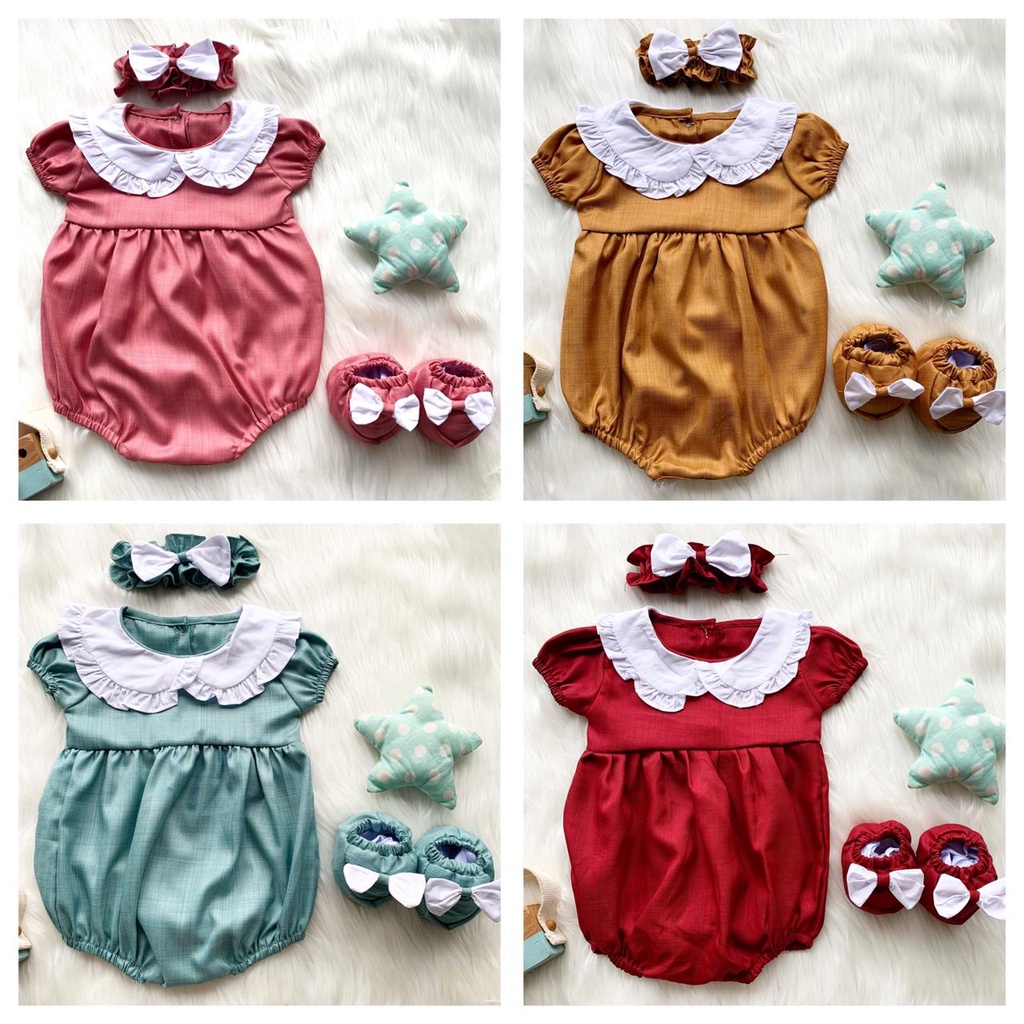 set jumper bayi perempuan SHAHIA  jumper 0-12 bulan newborn set kado bayi jumper